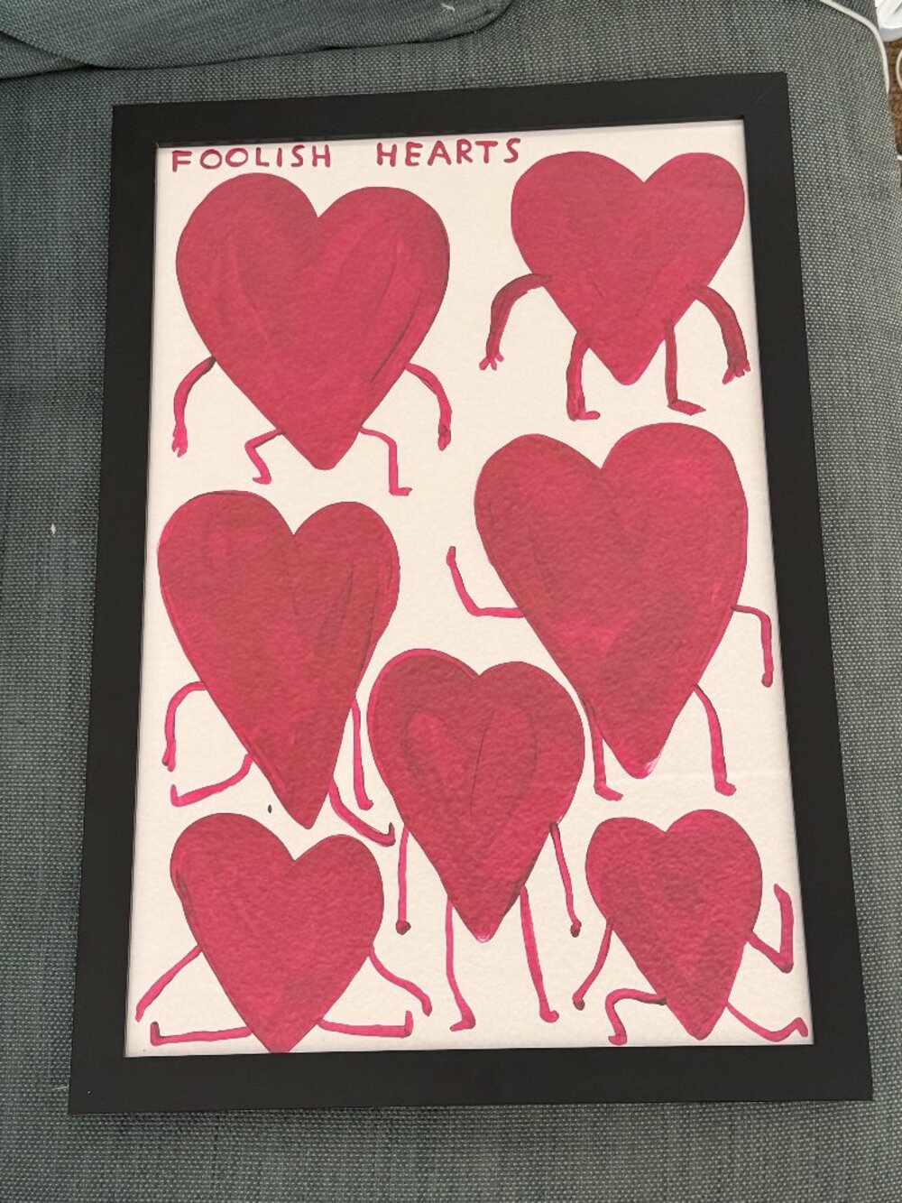 David Shrigley Foolish Hearts Poster Print in Frame